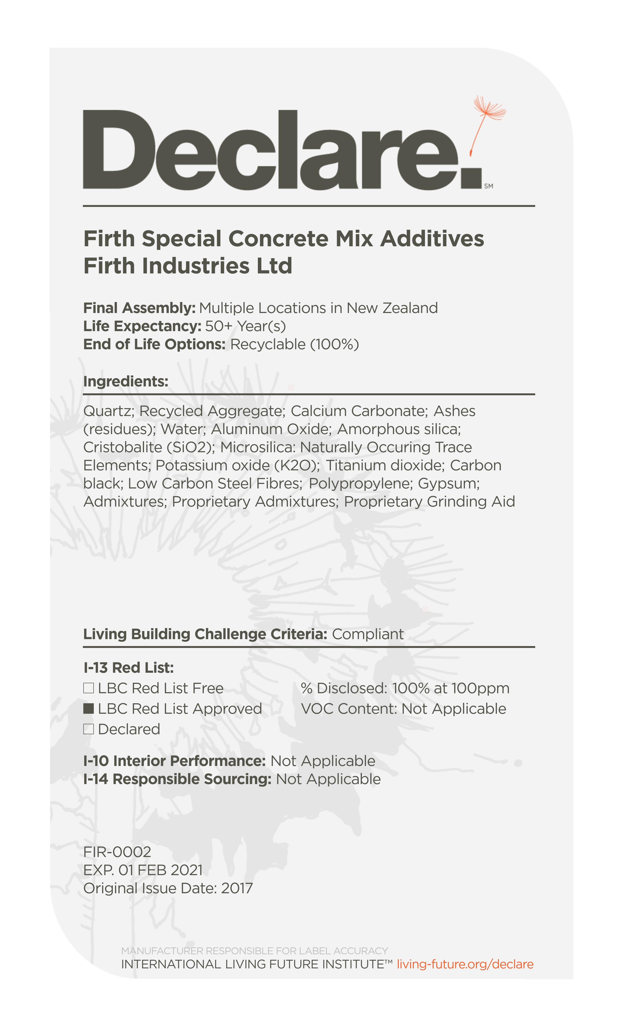 Firth Special Concrete Declare Label